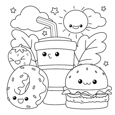 Hand drawn kawaii coloring book illustration Vectors & Illustrations ...