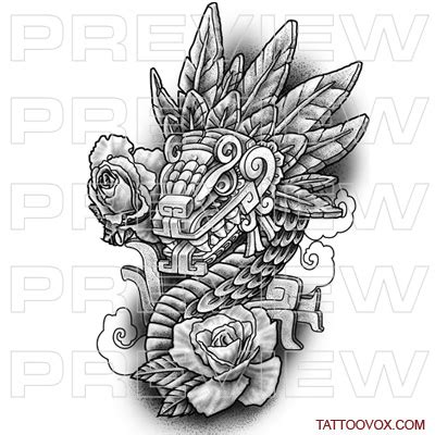 Quetzalcoatl Aztec God Tattoo Design - TattooVox Professional Tattoo ...