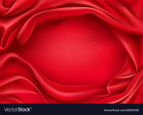 Wavy red silk fabric realistic background Vector Image