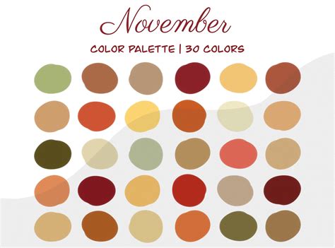 November Procreate Color Palette Orange, Red, Yellow, Green, Brown Fall ...