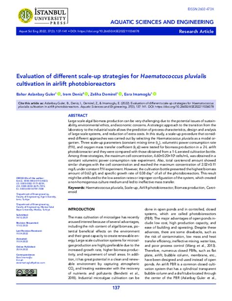 (PDF) Evaluation of different scale-up strategies for Haematococcus ...