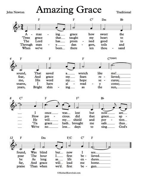 Free Lead Sheet – Amazing Grace – Michael Kravchuk