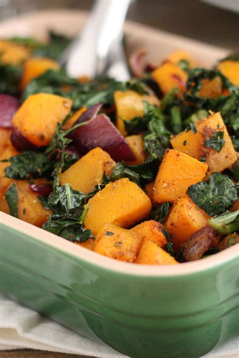 Spicy Butternut Squash with Kale and Red Onion | DessArts