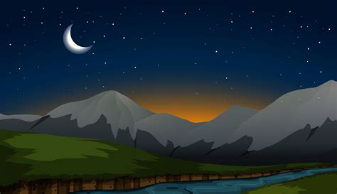 moutain scene at night 365661 Vector Art at Vecteezy