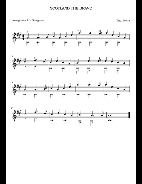 Scotland the brave - Standard notation sheet music for Guitar download ...