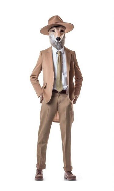 Premium AI Image | A man in a suit with a wolf mask on his head