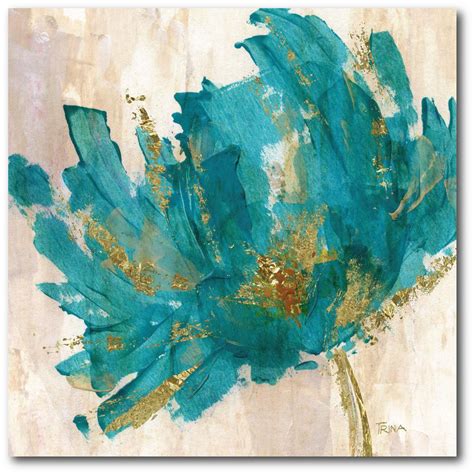 Contemporary Teal Flower Canvas Wall Art WEB-AC180T - The Home Depot