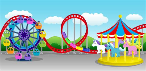 Cute Colorful Amusement Park - Free Clip Art