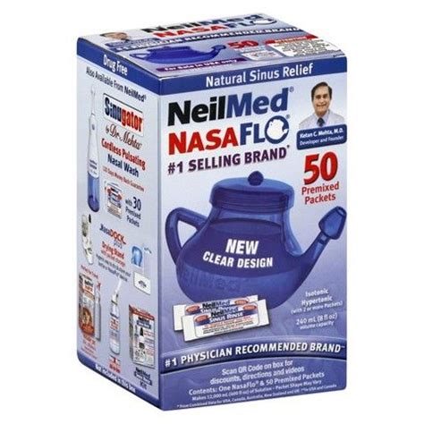 NeilMed NasaFlo Neti Pot Sinus Relief with Premixed Packets - 50ct ...