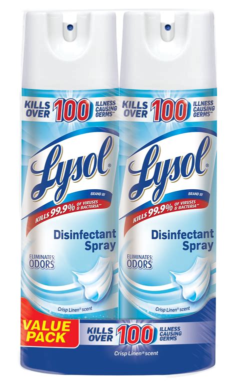 Lysol Disinfectant Spray, Crisp Linen, 38oz (2X19oz) - Walmart.com ...