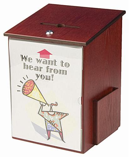 Wooden Employee Suggestion Box | Mahogany Finish & Side Pocket