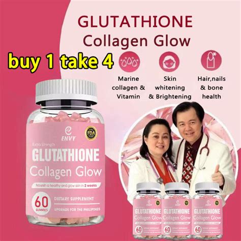 Nature Glow Glutathione Collagen Glow Orignal Trawberry Flavor Gummies ...