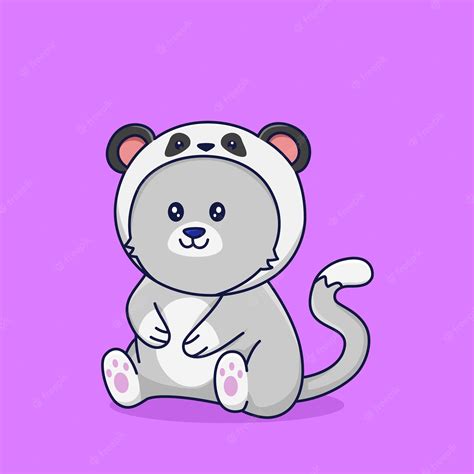 Premium Vector | Cute cat wearing adorable panda costume