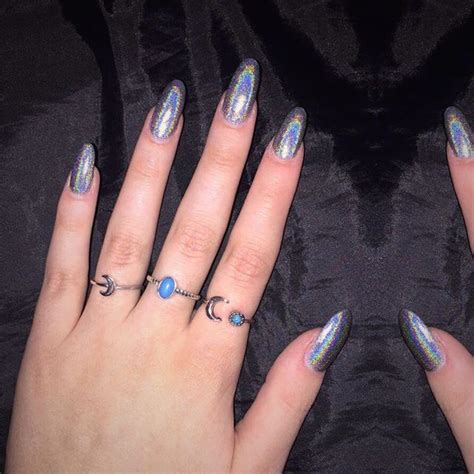 Holographic Chrome Acrylic Nails @caitlin.wilde Acrylic Nails Coffin ...