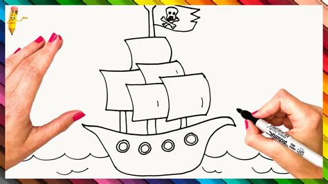 Easy Pirate Ship Drawing