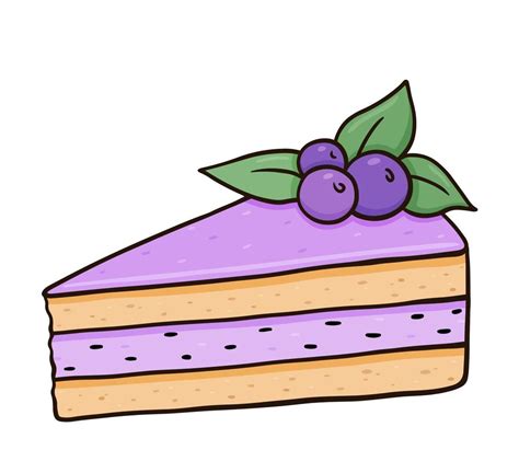 Piece of blueberry cake decorated with berries and mint 3444360 Vector ...