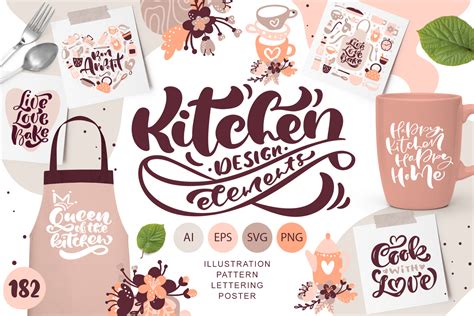 Kitchen Design Elements Graphic by Happy Letters · Creative Fabrica