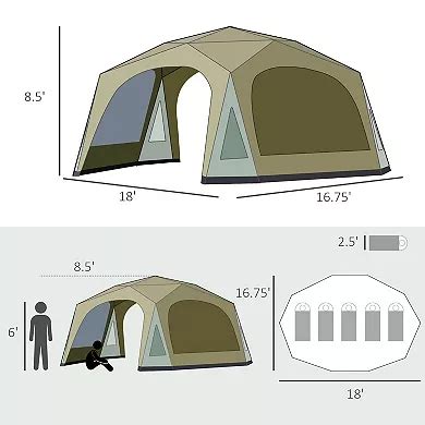 Outsunny 20 Person Camping Tent, Outdoor Tent with 2 Doors, Screen Room ...