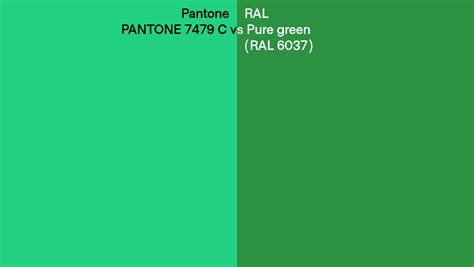 Pantone 7479 C vs RAL Pure green (RAL 6037) side by side comparison