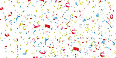 colorful confetti and streamers are scattered on a white background for ...