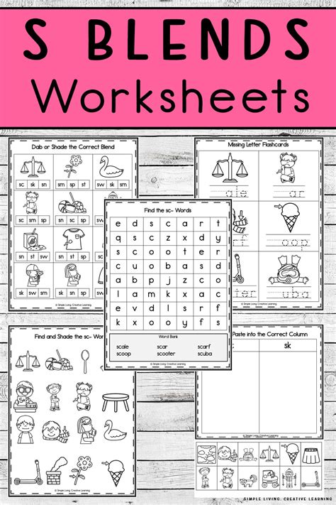 S Blends Worksheets - Simple Living. Creative Learning