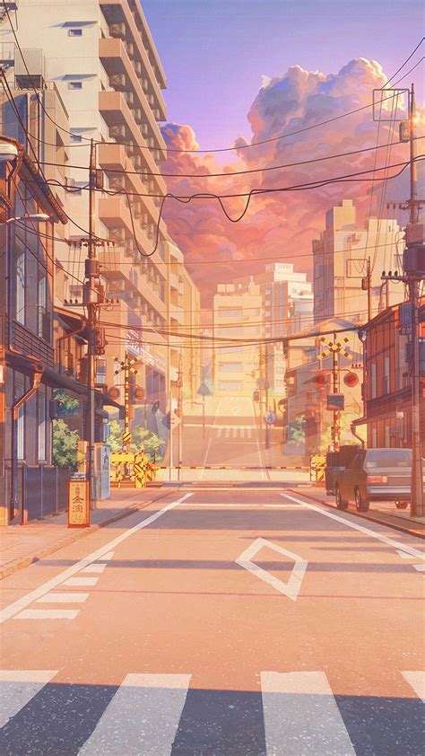 Anime sunset street illustration wallpaper | Fantasielandschaft ...