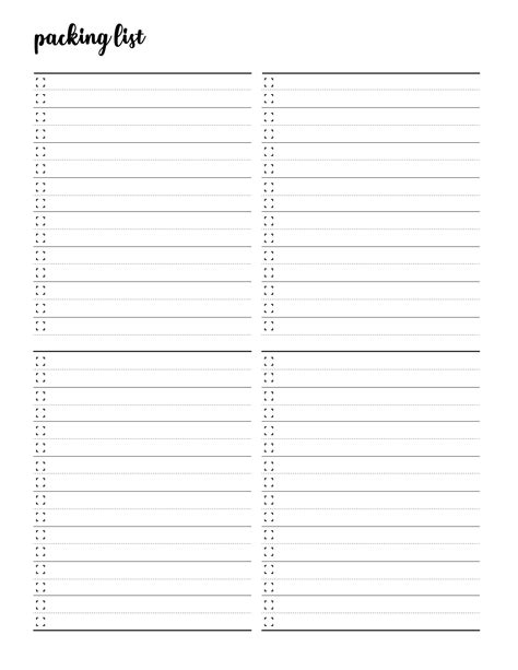 Printable Vacation Packing List - World of Printables