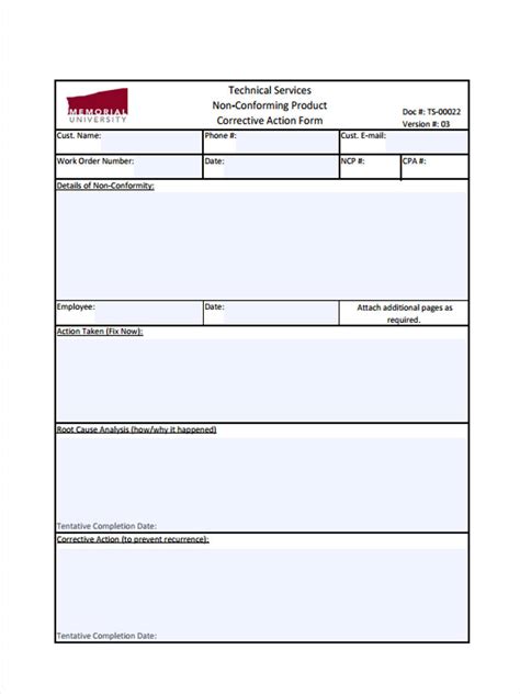 FREE 26+ Corrective Action Form Samples, PDF, MS Word, Google Docs, Excel