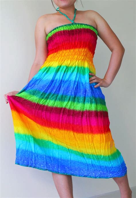 Rainbow dress and skIrt | Rainbow dress, Rainbow fashion, Colourful dress