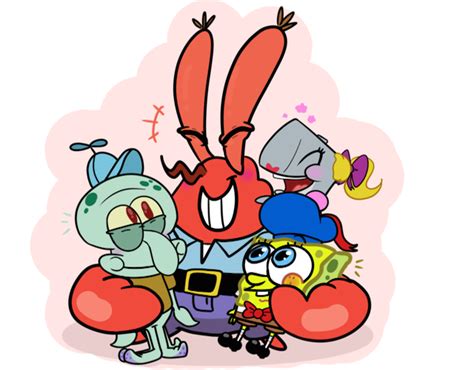 SpongeBob SquarePants, Pearl Krabs the whale, Mr. Krabs, and Squidward ...