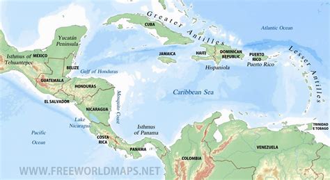 Caribbean Physical Map – Freeworldmaps.net