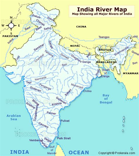 River's Edge: India River Map Famous Rivers of India Map River Map of India