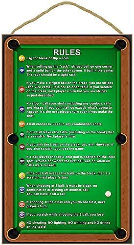 SJT ENTERPRISES, INC. Billiards/Pool Table Rules 10" x 16" Wood Plaque ...