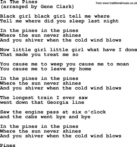 In The Pines, by The Byrds - lyrics with pdf