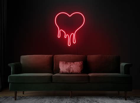 Heart Neon Signheart Neon Light Signdripping Heart Neon - Etsy