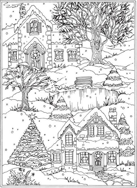 Freebie: Snow Scene Coloring Page | Coloring pages winter, Free ...