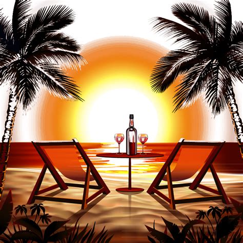 Beach Sunset Stock photography Clip art - Vector illustration beach ...