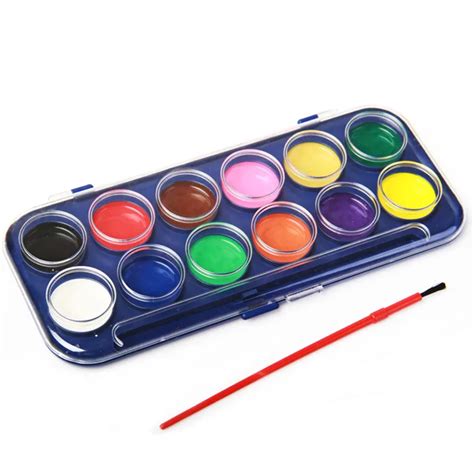 Painting Tool 12 Colors High Quality Paint with 1 Watercolor Brush Kids ...