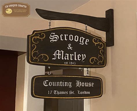 Scrooge & Marley Deluxe Hanging Sign A Christmas Carol Double Sided ...