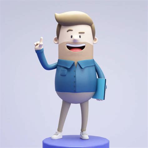 a cartoon character standing on top of a blue stool with his hand in ...