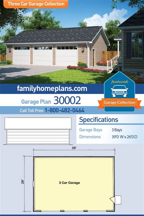 Garage - Basic 3 Car Garage Building Plans | Craftsman house plans ...