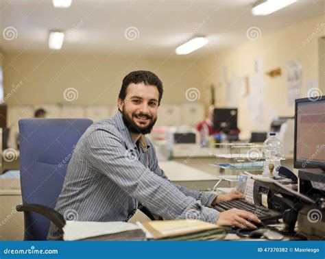 Man working at office stock photo. Image of collar, paperwork - 47370382