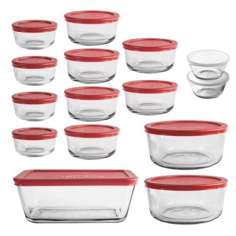 Anchor Hocking 30pc Glass Food Storage Set With Cherry Lids: Tempered ...