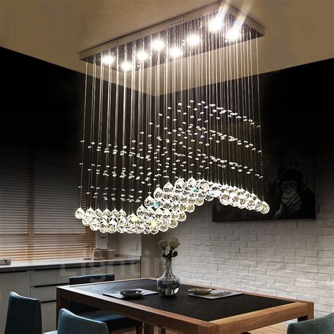 Dimmable Modern LED Crystal Ceiling Pendant Light Indoor Chandeliers ...