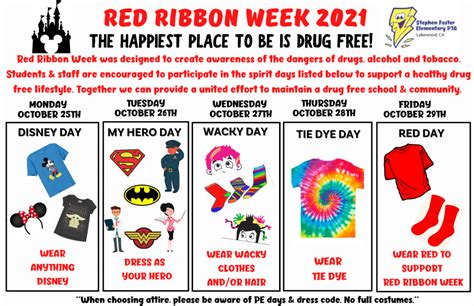 Red Ribbon Week – October 25-29, 2021 | Stephen Foster Elementary PTA