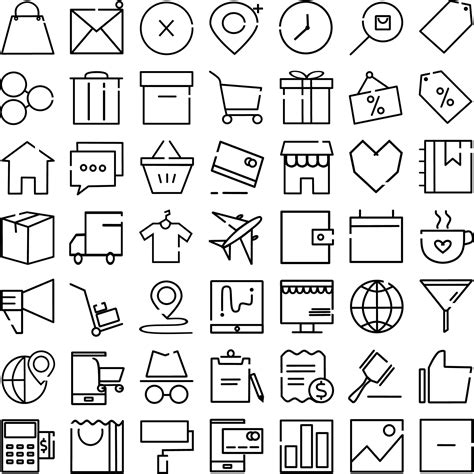 Shopping, ecommerce, retail line icons isolated. Shopping icons symbols ...