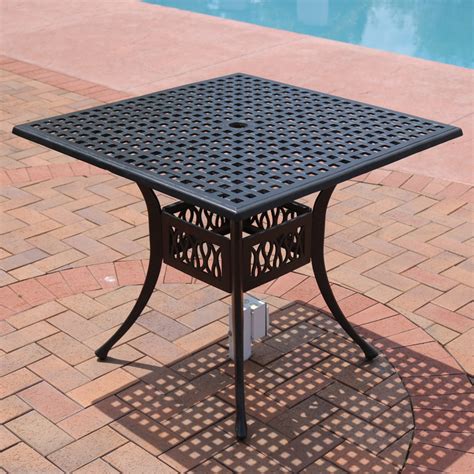 Sunnydaze Black Cast Aluminum Square Dining Table, 35-Inch