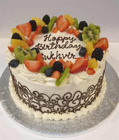 Chocolate Wrapped Fresh Cream Cake With Fruits CB-RC016 – Cake Boutique