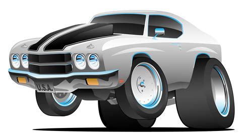 Classic Seventies Style American Muscle Car Cartoon Vector Illustration ...