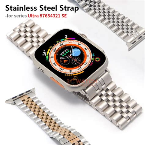 40mm 44mm Stainless Steel Strap for Apple Watch Ultra Band 49mm Metal ...